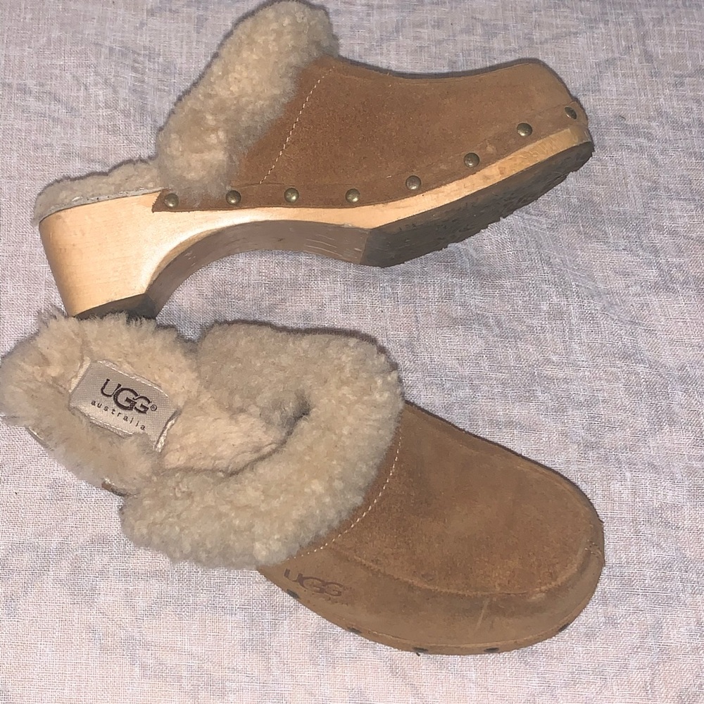 UGG kalie suede and wool -wood clogs